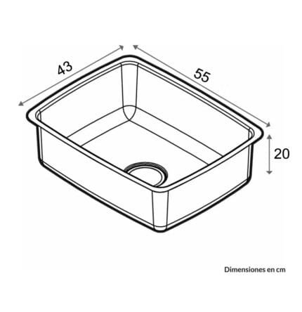 Lavaplatos Premium acero inoxidable 55 x 43 sub montar - Image 3