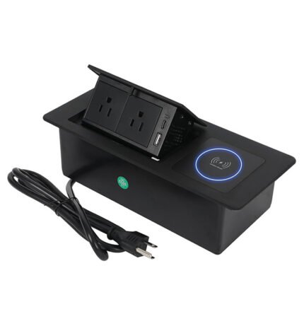 Toma de corriente desplegable con cargador inalámbrico de 15 W Negro