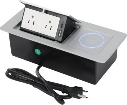 Toma de corriente desplegable con cargador inalámbrico de 15 W Plata - Image 9