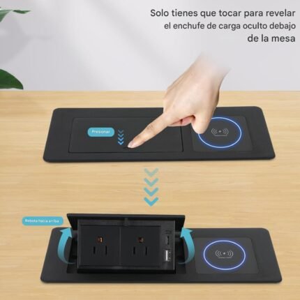 Toma de corriente desplegable con cargador inalámbrico de 15 W Negro - Image 3