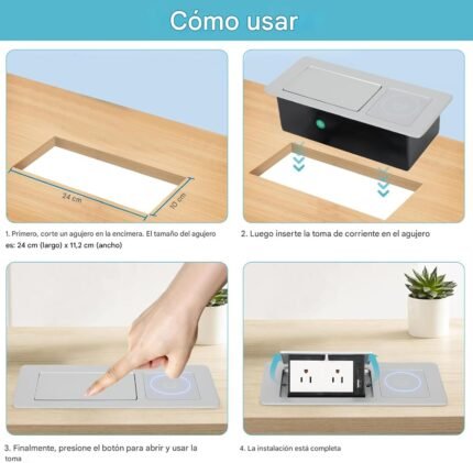 Toma de corriente desplegable con cargador inalámbrico de 15 W Plata - Image 6